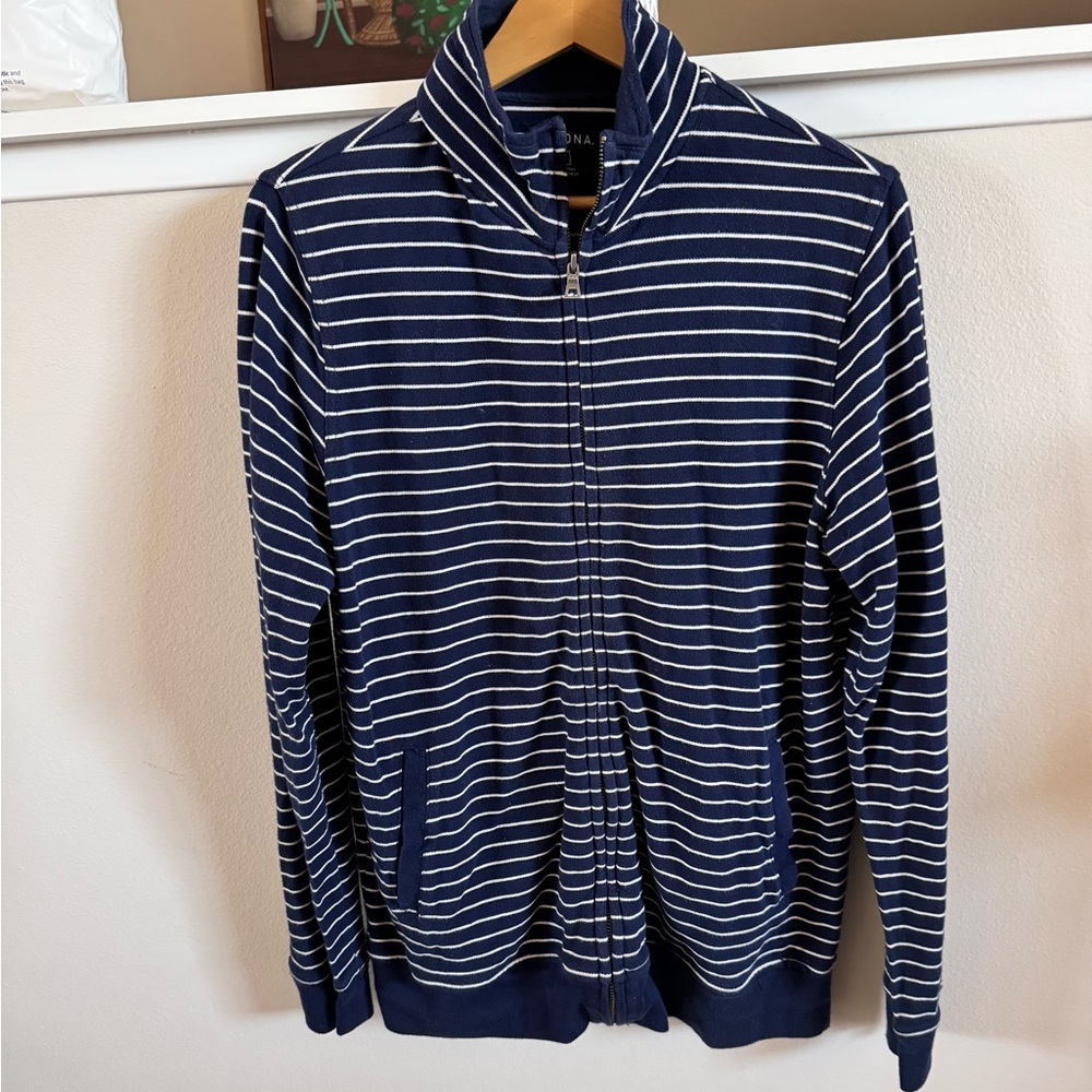 Merona Men's Navy Striped Sweater jacket Used